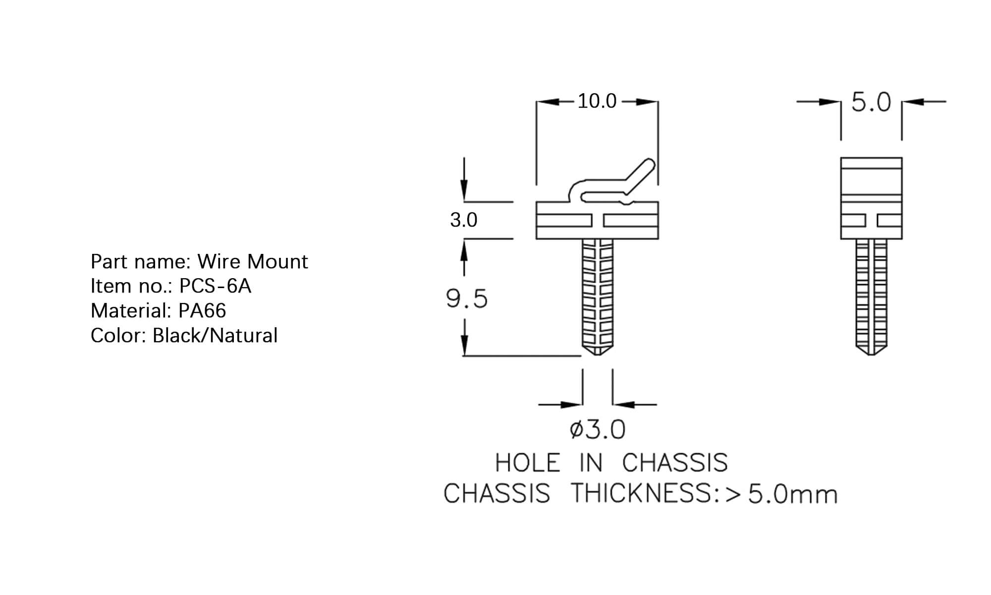 Plastic Wire Mount PCS-6A